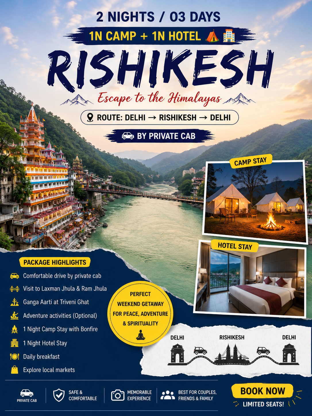 Delhi to Rishikesh Adventure – 2N3D